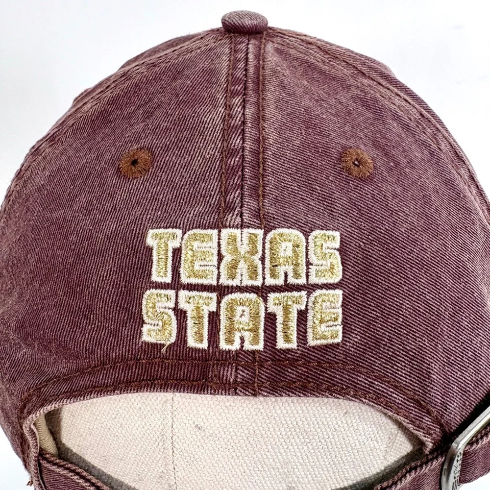 Adidas Texas State Bobcats Hat Distressed Maroon Adjustable Cotton Twill Dad Cap